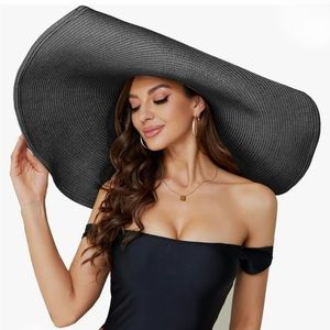 Oversized Beach Straw Hat for Women, Fashion Large Wide Brim  Size 5-71/2